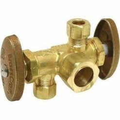 Best Sale 😀 BrassCraft CR1901DV Series 1/2 x 3/8 x 3/8 in. Compression x OD Compression x OD Compression Knurled Oval Handle Straight Supply Stop Valve in Chrome Plated ✨