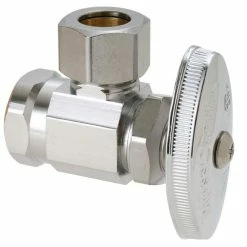 Promo ⌛ BrassCraft OR37 Series 1/2 in. FIPT x OD Compression Knurled Oval Handle Angle Supply Stop Valve in Chrome Plated 👏