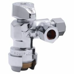 Wholesale ๐ SharkBiteยฎ 1/2 x 3/8 x 3/8 in. Push-to-Connect x OD Compression x OD Compression Lever Handle Angle Supply Stop Valve in Chrome Plated ๐