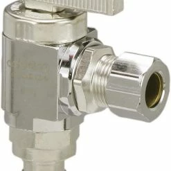 Discount 🎉 PureFlow® Crimp 1/2 x 1/4 in. Barbed x Compression Lever Handle Angle Supply Stop Valve in Chrome Plated 🧨