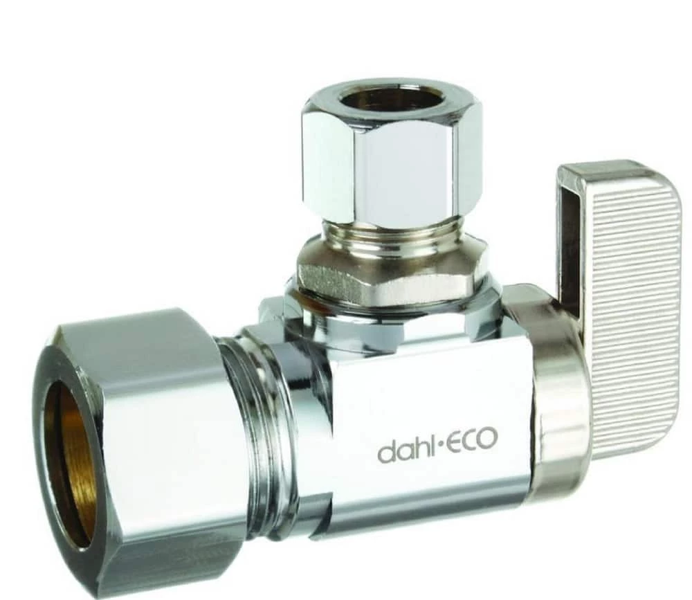 New ๐ Dahl Valve Mini-Ballโข 5/8 x 3/8 in. OD Compression Loose Key Angle Supply Stop Valve in Chrome Plated ๐