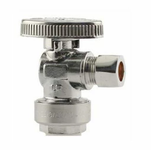 Budget 🛒 Boshart Industries 1/2 x 3/8 in. Push x Compression Oval Angle Supply Stop Valve in Chrome Plated ⭐