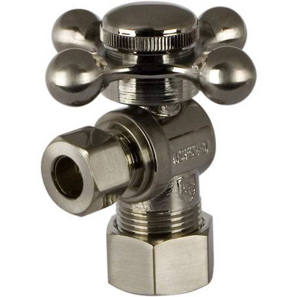 Wholesale ๐ฅฐ Signature Hardware 5/8 x 3/8 in. Compression Cross Angle Supply Stop Valve in PVD Brushed Nickel โจ