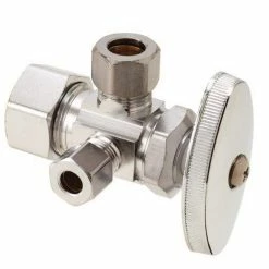 Best Pirce 🎉 BrassCraft CR1900 Series 1/2 x 3/8 x 1/4 in. Compression x OD Compression x OD Compression Knurled Oval Handle Angle Supply Stop Valve in Chrome Plated 🤩