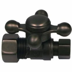 New ⭐ Signature Hardware 5/8 x 3/8 in. Compression Cross Straight Supply Stop Valve in Oil Rubbed Bronze ✨