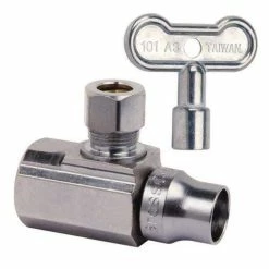 Best Sale 😍 BrassCraft KTSR17 Series 1/2 x 3/8 in. FIPT x OD Compression Loose Key Handle Angle Supply Stop Valve in Chrome Plated ⭐