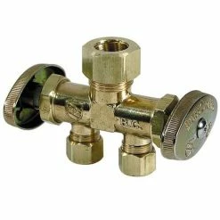 New 🔥 BrassCraft CR1903DV Series 1/2 x 3/8 x 1/2 in. Compression x OD Compression x OD Compression Knurled Oval Handle Angle Supply Stop Valve in Rough Brass 🛒
