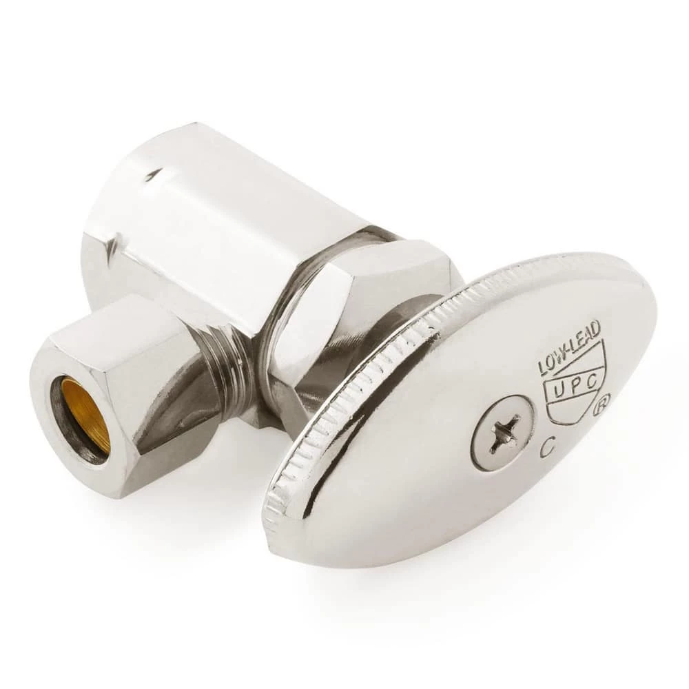 Outlet ๐ฏ Signature Hardware 1/2 x 3/8 in. IPS x OD Tube Knob Angle Supply Stop Valve in Polished Nickel โจ