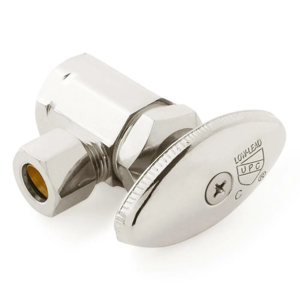 Outlet ๐ฏ Signature Hardware 1/2 x 3/8 in. IPS x OD Tube Knob Angle Supply Stop Valve in Polished Nickel โจ - Image 2