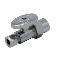 Best Sale 💯 PROFLO® 1/2 x 3/8 in. Solvent Weld x Compression Knob Straight Supply Stop Valve in Chrome Plated 🎁
