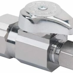 Outlet 🎁 BrassCraft G2PS14 Series 1/2 x 3/8 in. Push-to-Connect x OD Compression Lever Handle Straight Supply Stop Valve in Chrome Plated 👍