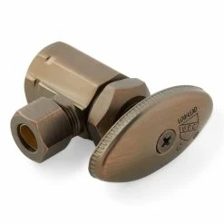 New ❤️ Signature Hardware 1/2 x 3/8 in. NPT x OD Tube Knob Angle Supply Stop Valve in Oil Rubbed Bronze 🎉