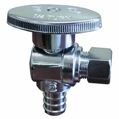 Buy 🌟 Jones Stephens 1/2 x 1/4 in. Crimp PEX x Compression Oval Angle Supply Stop Valve in Chrome 🧨