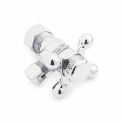 New ❤️ Signature Hardware 5/8 x 3/8 in. OD Tube x OD Compression Cross Angle Supply Stop Valve in Chrome 💯