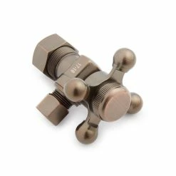 Brand new ⭐ Signature Hardware 5/8 x 3/8 in. OD Tube x OD Compression Cross Angle Supply Stop Valve in Oil Rubbed Bronze 👍