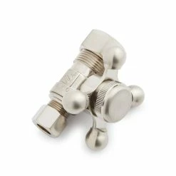 Flash Sale 🌟 Signature Hardware 5/8 x 3/8 in. OD Tube x OD Compression Cross Straight Supply Stop Valve in Brushed Nickel ❤️