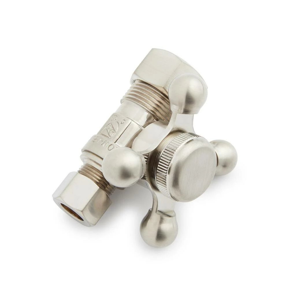 Flash Sale ๐ Signature Hardware 5/8 x 3/8 in. OD Tube x OD Compression Cross Straight Supply Stop Valve in Brushed Nickel โค๏ธ