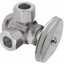 Cheapest 🌟 BrassCraft R1700 Series 1/2 x 3/8 x 1/4 in. FIPT x OD Compression x OD Compression Knurled Oval Handle Angle Supply Stop Valve in Rough Brass ⌛