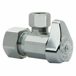 Outlet ✔️ BrassCraft 1/2 x 3/8 in. Compression x OD Compression Angle Supply Stop Valve in Chrome 👏