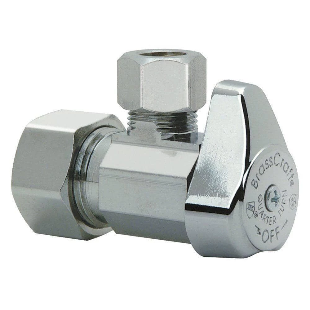 Outlet โ๏ธ BrassCraft 1/2 x 3/8 in. Compression x OD Compression Angle Supply Stop Valve in Chrome ๐