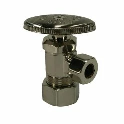 Deals 👍 Jones Stephens 5/8 x 3/8 in. Brass Compression Angle Supply Stop Valve in Brushed Nickel 🧨