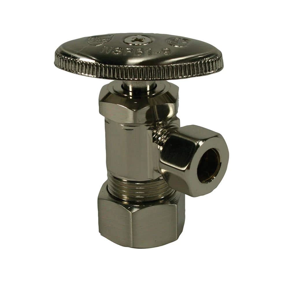 Deals ๐ Jones Stephens 5/8 x 3/8 in. Brass Compression Angle Supply Stop Valve in Brushed Nickel ๐งจ
