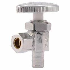 Budget ⌛ SharkBite® Aria 1/2 x 3/8 in. Barbed x Compression Oval Handle Angle Supply Stop Valve in Chrome Plated 🎁