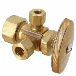 Hot Sale ✔️ BrassCraft CR1901 Series 1/2 x 3/8 x 3/8 in. Compression x OD Compression x OD Compression Knurled Oval Handle Angle Supply Stop Valve in Rough Brass 🛒