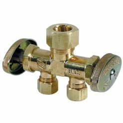 Deals 🎁 BrassCraft CR1901DV Series 1/2 x 3/8 x 3/8 in. Compression x OD Compression x OD Compression Knurled Oval Handle Straight Supply Stop Valve in Rough Brass 🎉