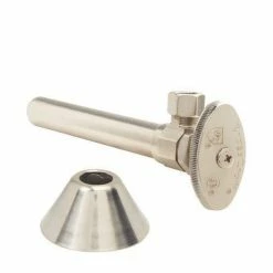 Coupon 🥰 BrassCraft CS40B Series 1/2 x 3/8 in. Sweat x OD Compression Knurled Oval Handle Angle Supply Stop Valve in Satin Nickel 🤩