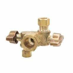 Brand new ⌛ BrassCraft KTCR1900DV Series 1/2 x 3/8 x 1/4 in. Compression x OD Compression x OD Compression Ball Handle Angle Supply Stop Valve in Rough Brass ⭐