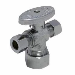 Budget 🧨 PROFLO® 3/8 x 5/8 x 3/8 in. Compression Lever Handle Angle Supply Stop Valve in Chrome Plated ✨