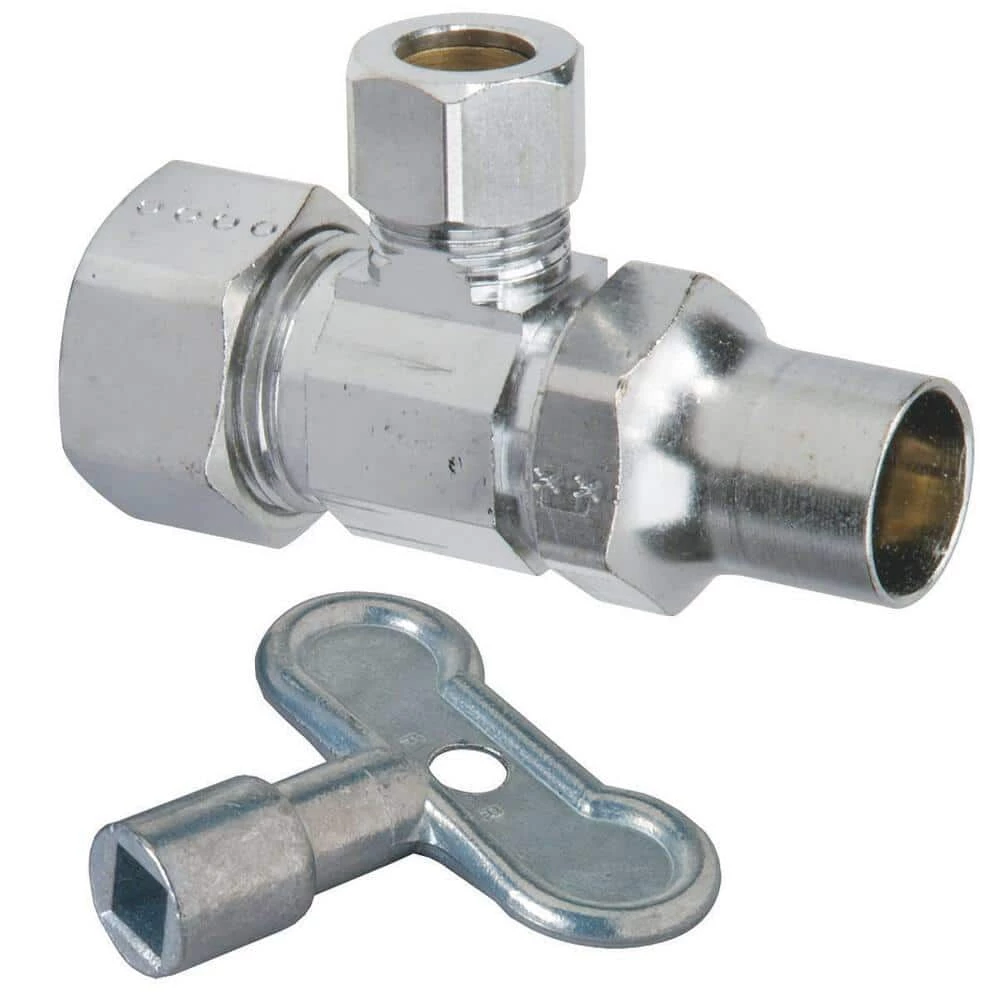 Buy โจ BrassCraft SCR19 Series 1/2 x 3/8 in. Compression x OD Compression Loose Key Handle Angle Supply Stop Valve in Chrome Plated ๐