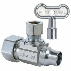 Flash Sale 👏 BrassCraft KTSCR19 Series 1/2 x 3/8 in. Compression x OD Compression Loose Key Handle Angle Supply Stop Valve in Chrome Plated 💯