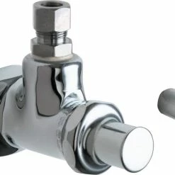 Best Sale 🔥 Chicago Faucets 1/2 x 3/8 in. FNPT x OD Compression T-handle Angle Supply Stop Valve in Polished Chrome ⌛