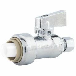 Best Sale ❤️ Jones Stephens Plumbite® 1/2 x 3/8 in. Push x Compression Straight Supply Stop Valve in Chrome ✔️