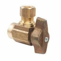 Promo 🌟 BrassCraft KTR19X Series 1/2 x 3/8 in. Sweat x OD Compression Lever Handle Angle Supply Stop Valve in Rough Brass ✔️
