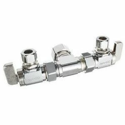 Promo 💯 Dahl Valve Mini-Ball™ 5/8 x 3/8 x 3/8 in. OD Compression Dual Supply Stop Valve in Chrome Plated 🛒